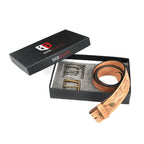 Berbanto Natural Leather Western Belt with Western Engraved Black Buckle + Free Antique Plain Buckle