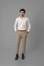 Tan Leather Belt with Silver Buckle