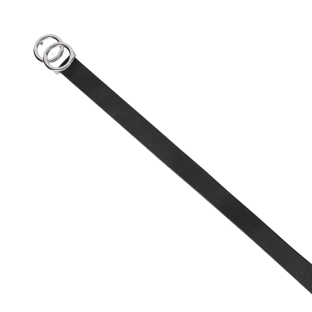 Black Leather Belt for Women with Designer Silver Buckle