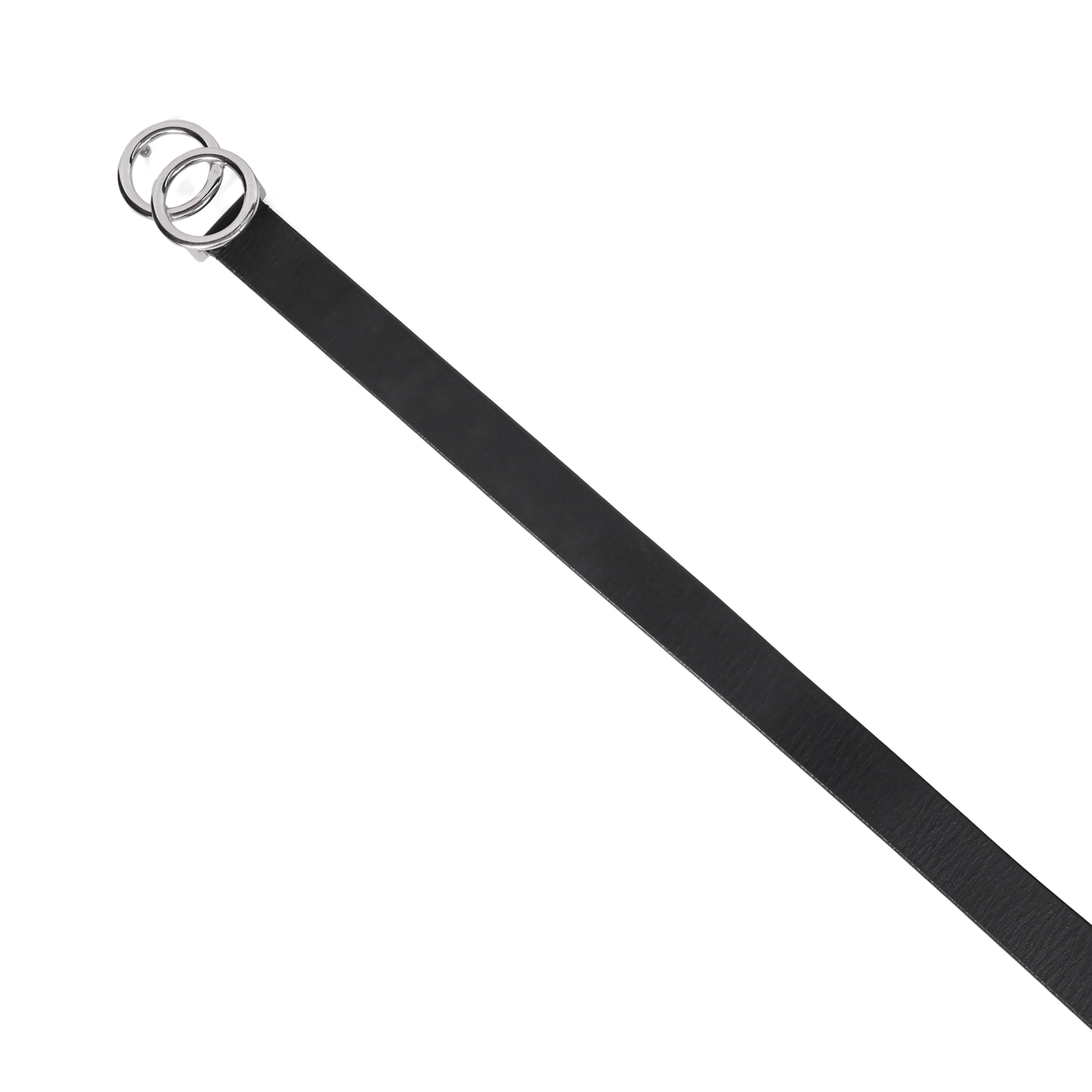 Black Leather Belt for Women with Designer Silver Buckle