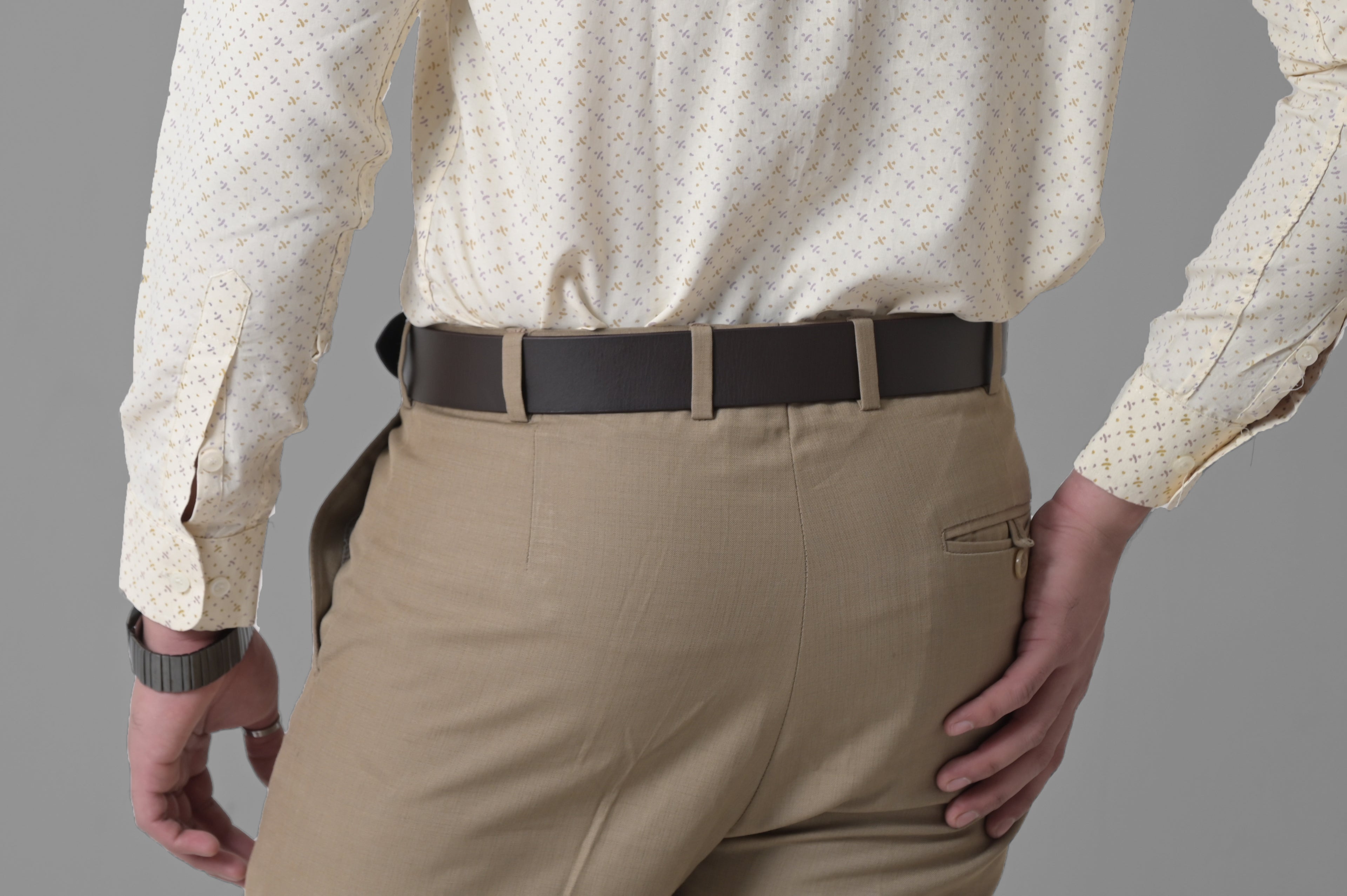 Brown Leather Belt with Silver Buckle