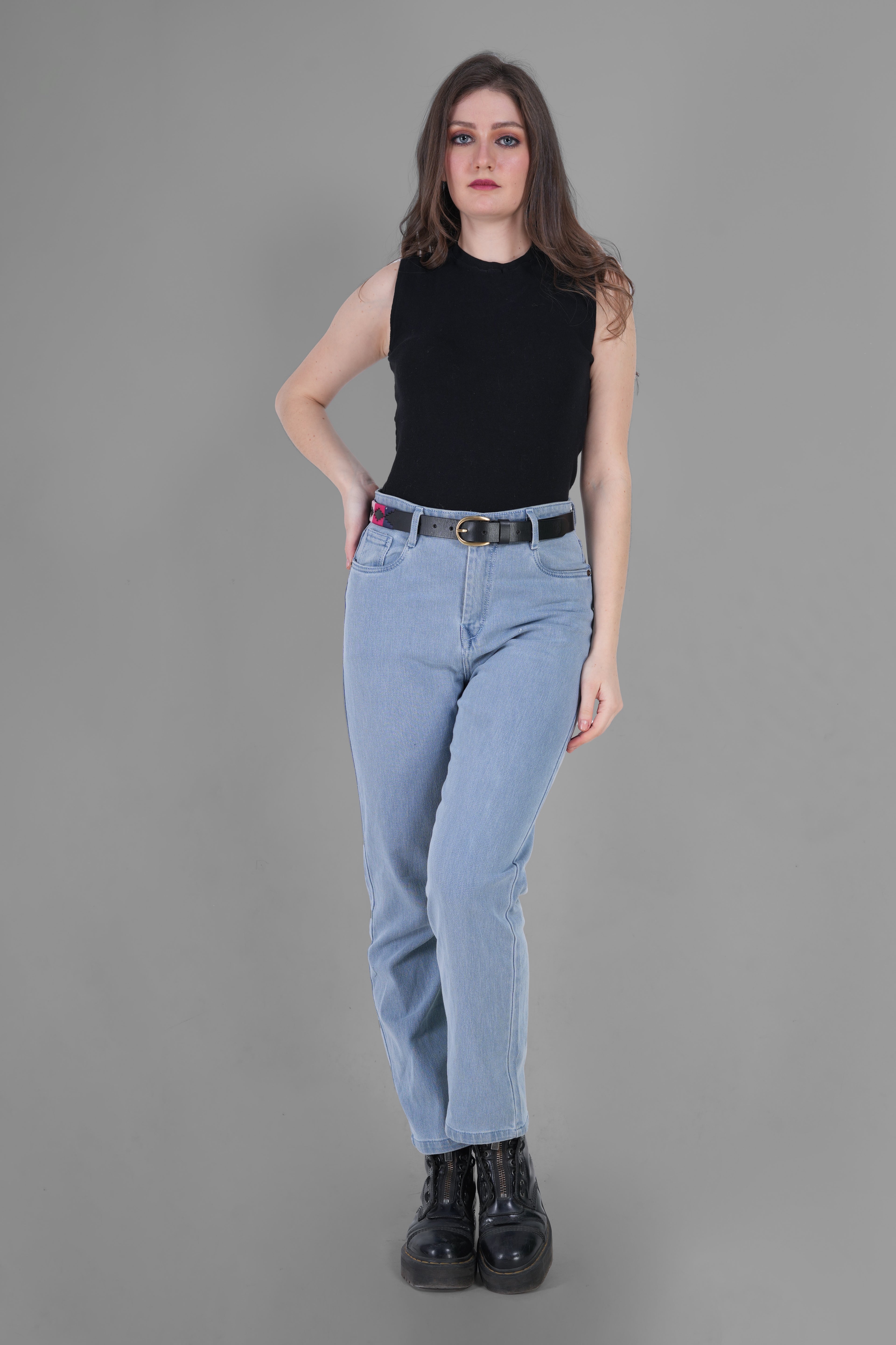 Rosaria (Ladies’ Polo Belt with Silver Buckle – Argentinian Handcrafted Leather with Traditional Embroidered Patterns)
