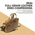 Tan Full-Grain Crunch Leather Laptop Bag