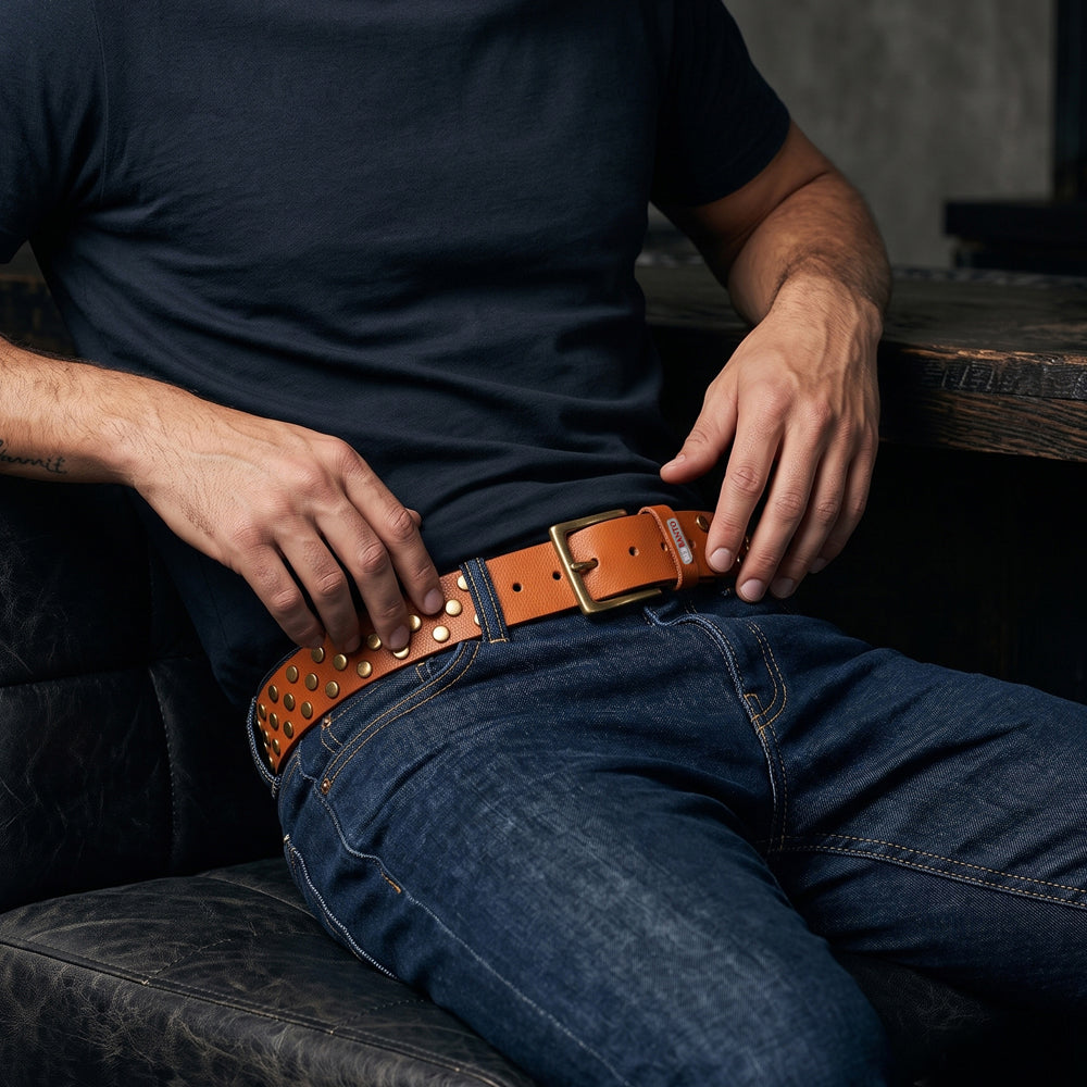 Berbanto Renegade Full-Grain Studded Leather Belt