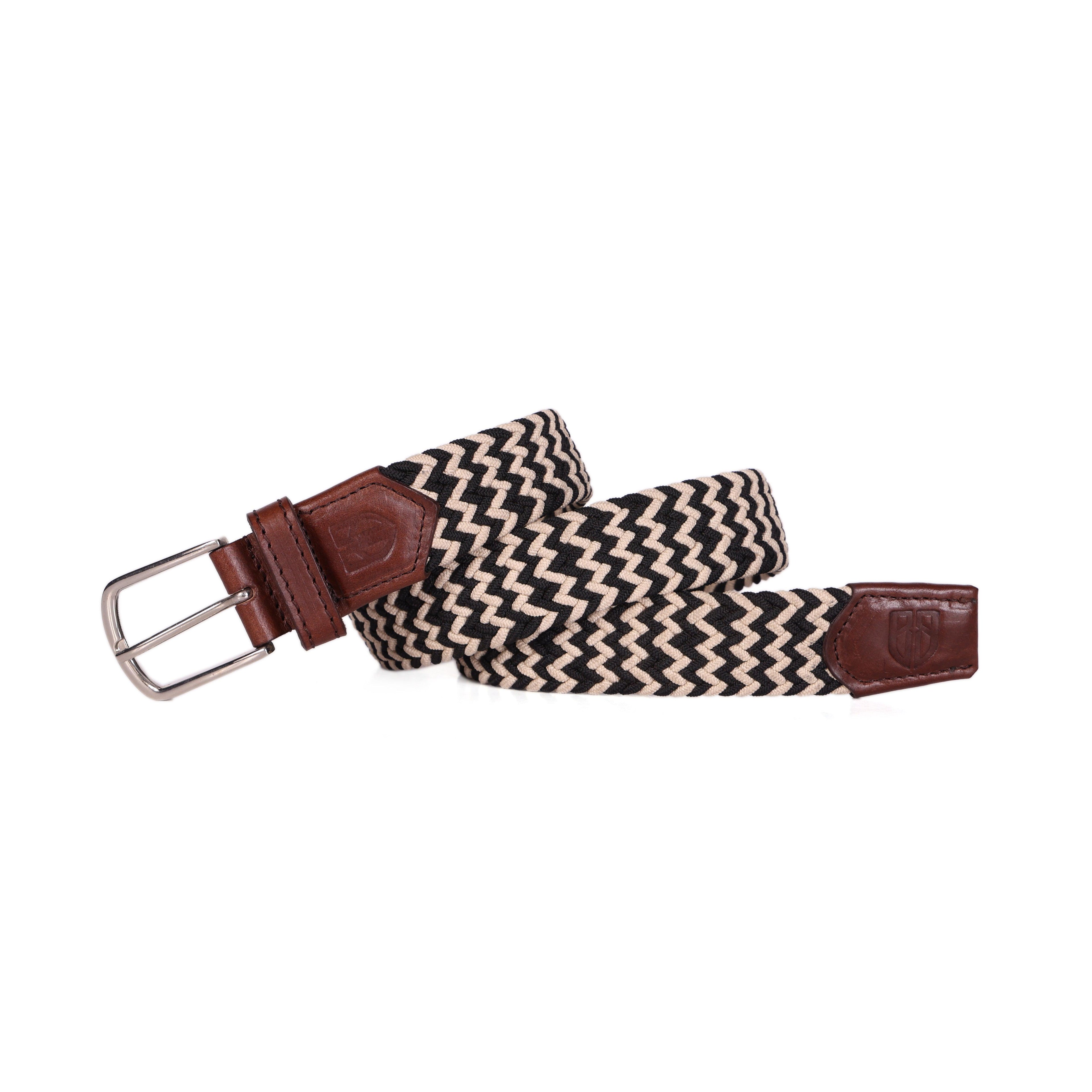 Unisex Black and White Braided Belt