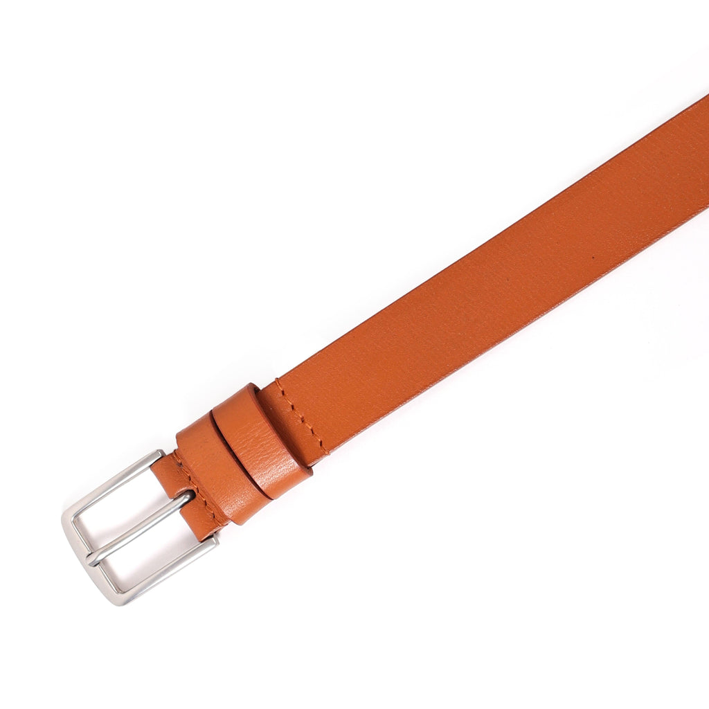 Tan Leather Belt for Women with Classic Silver Buckle