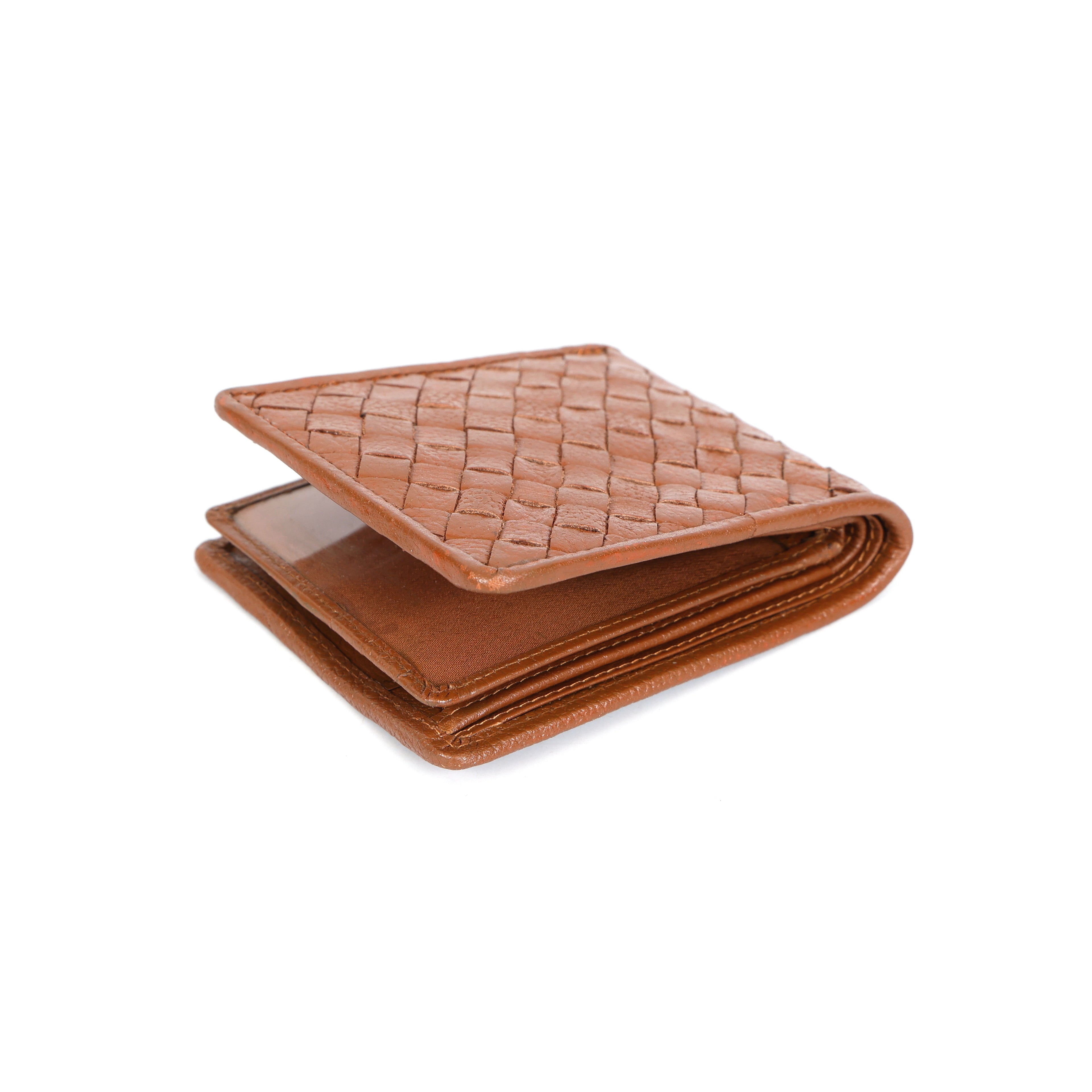 Berbanto Woven Luxe Bifold Wallet – Rustic Caramel Weave