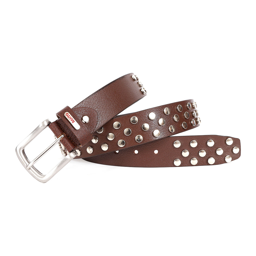 Berbanto Asphalt Full-Grain Studded Leather Belt