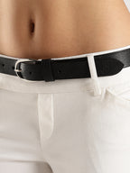 Berbanto Serpina – Midnight Black Top-Grain Leather Snake Texture Belt