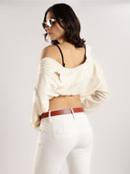 Berbanto Serpina – Amber Tan Top-Grain Leather Snake Texture Belt