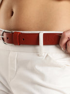 Berbanto Serpina – Amber Tan Top-Grain Leather Snake Texture Belt