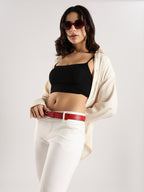 Berbanto Serpina – Rouge Red Top-Grain Leather Snake Texture Belt