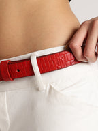 Berbanto Serpina – Rouge Red Top-Grain Leather Snake Texture Belt