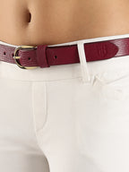 Berbanto Serpina – Wine Red Top-Grain Leather Snake Texture Belt