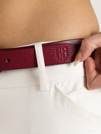 Berbanto Serpina – Wine Red Top-Grain Leather Snake Texture Belt