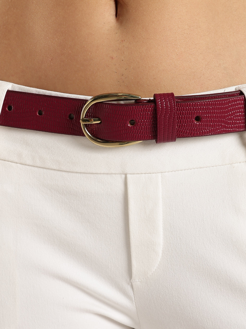 Berbanto Serpina – Wine Red Top-Grain Leather Snake Texture Belt