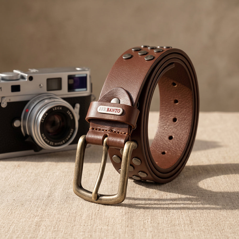 Berbanto Rustline Full-Grain Studded Leather Belt