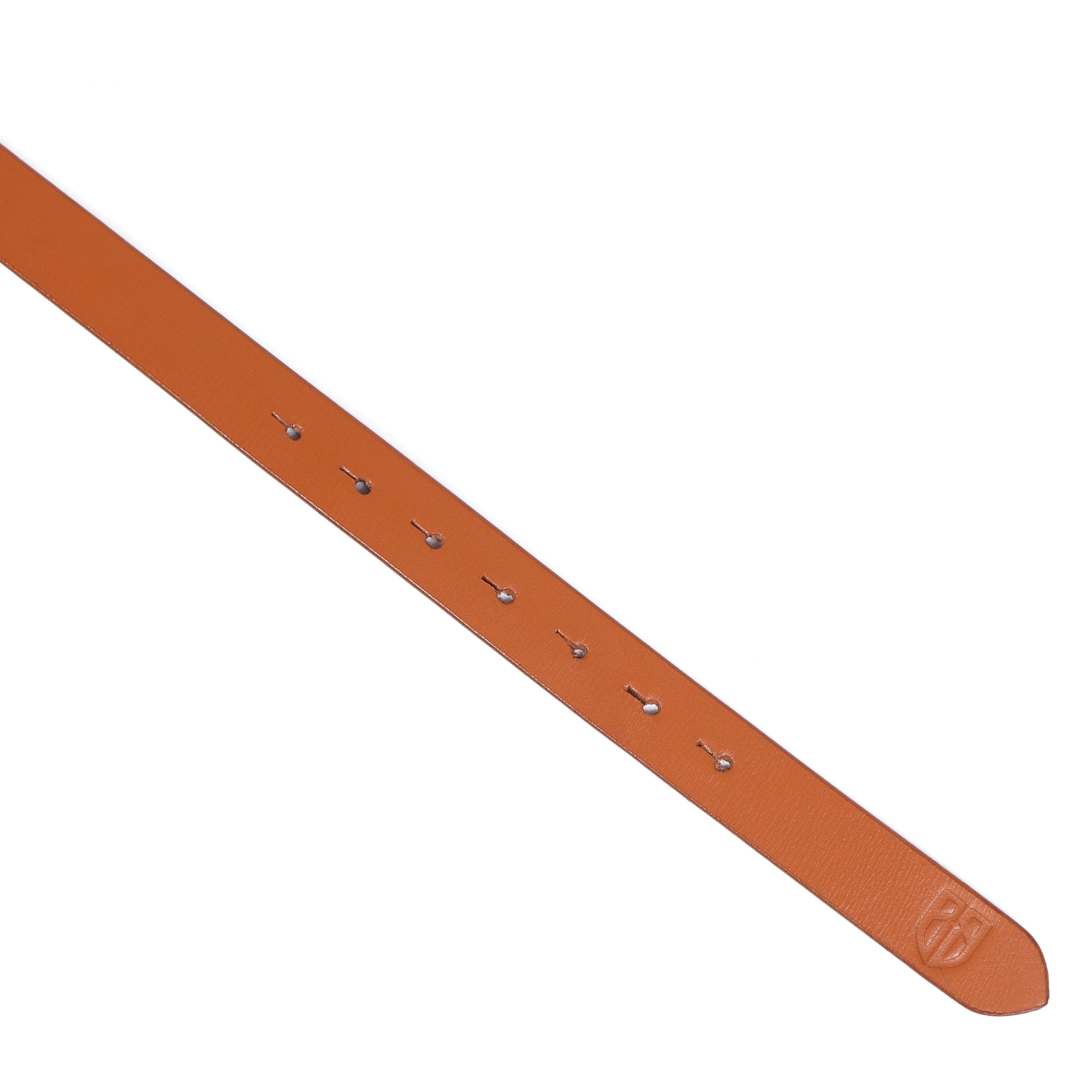 Tan Leather Belt for Women with Double Ring Antique Golden Buckle
