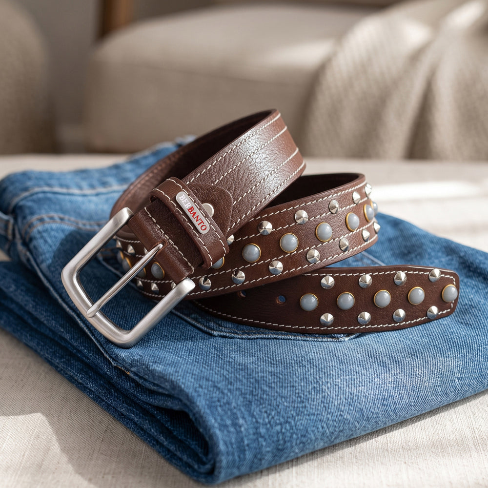 Berbanto Hudson Full-Grain Studded Leather Belt