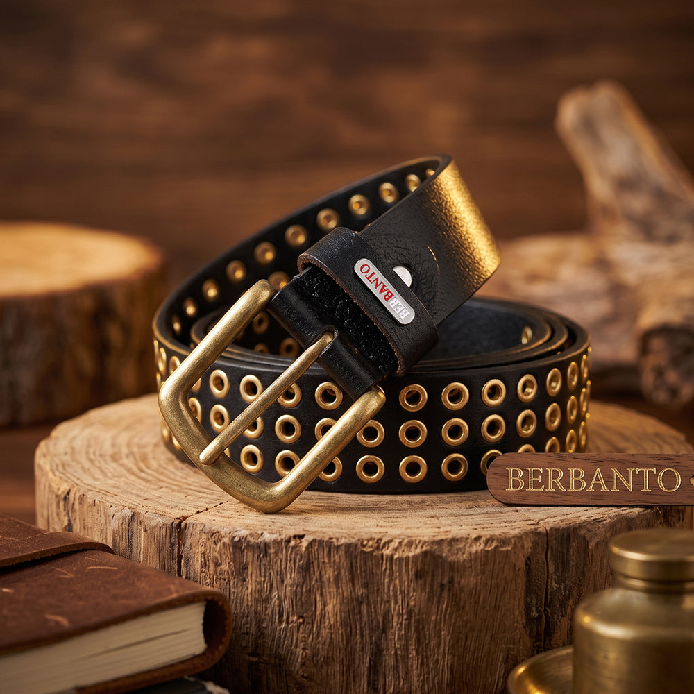 Berbanto Aurelis Full-Grain Studded Leather Belt