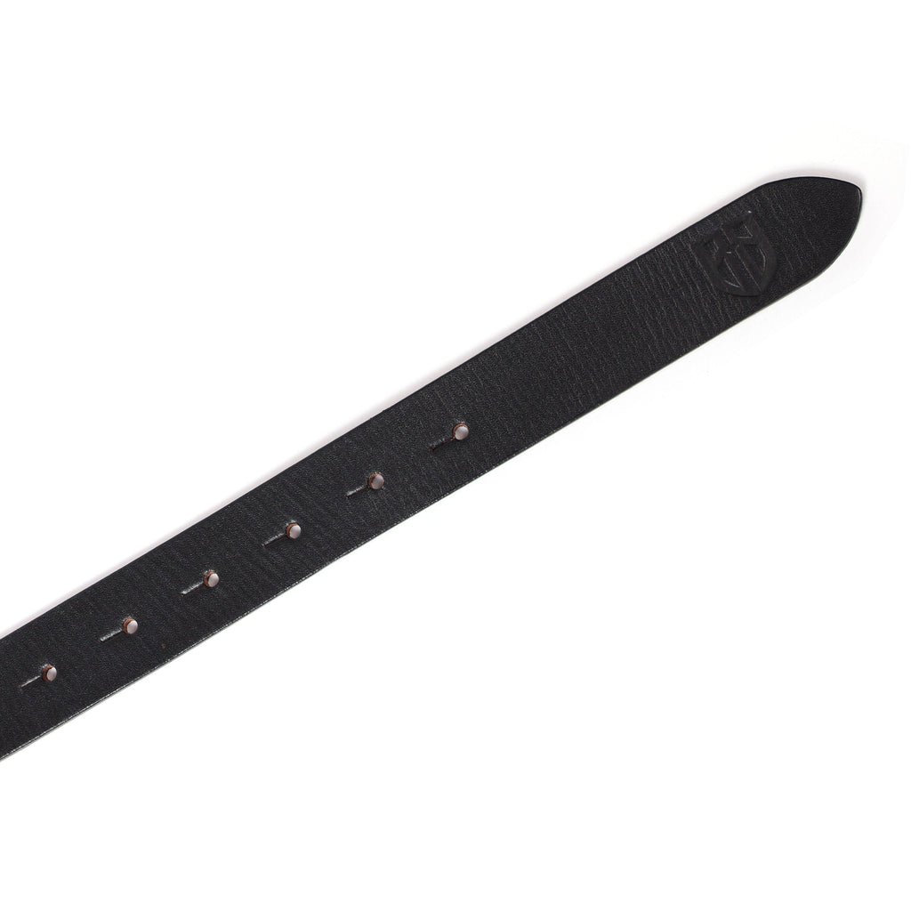 Black Leather Belt for Women with Round Antique Buckle