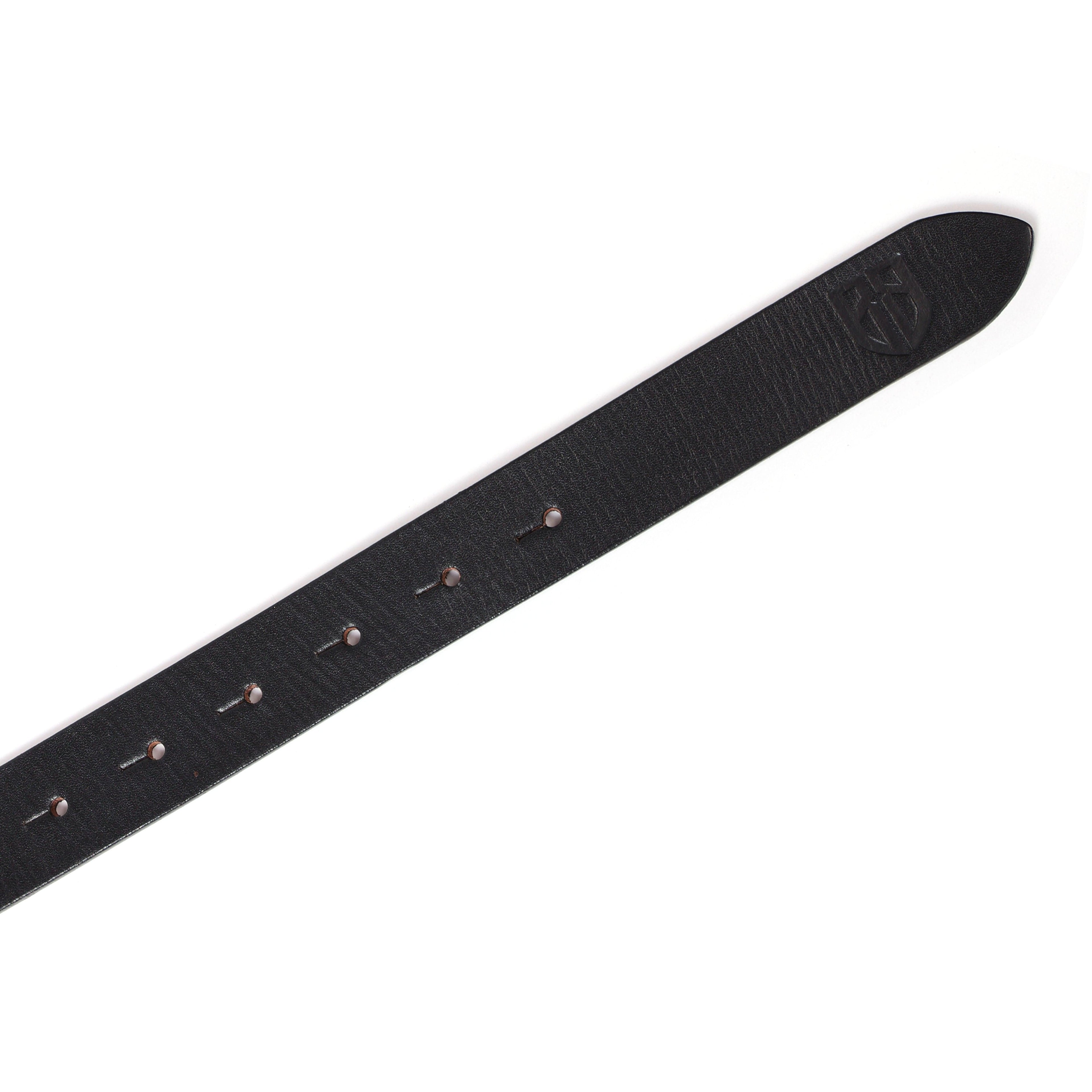 Black Leather Belt for Women with Round Antique Buckle