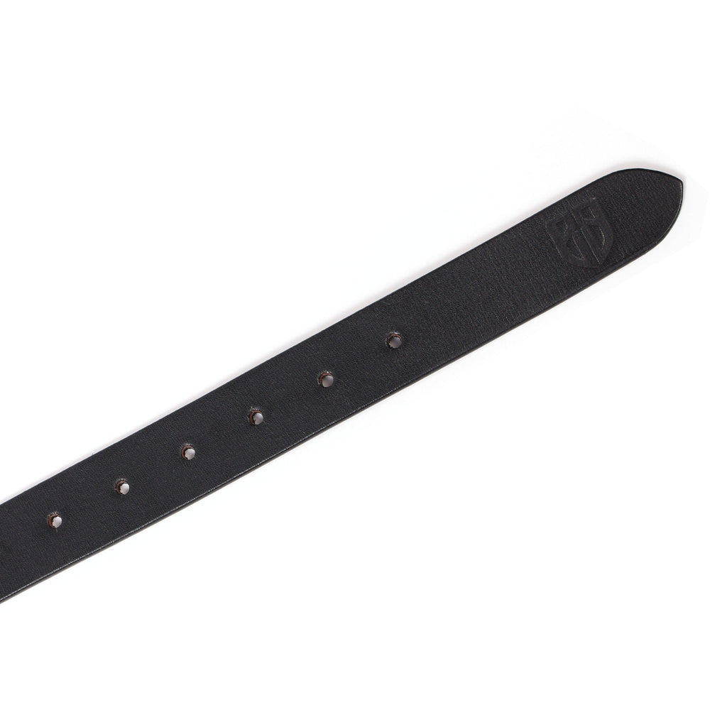 Black Leather Belt for Women with Matte Silver Buckle