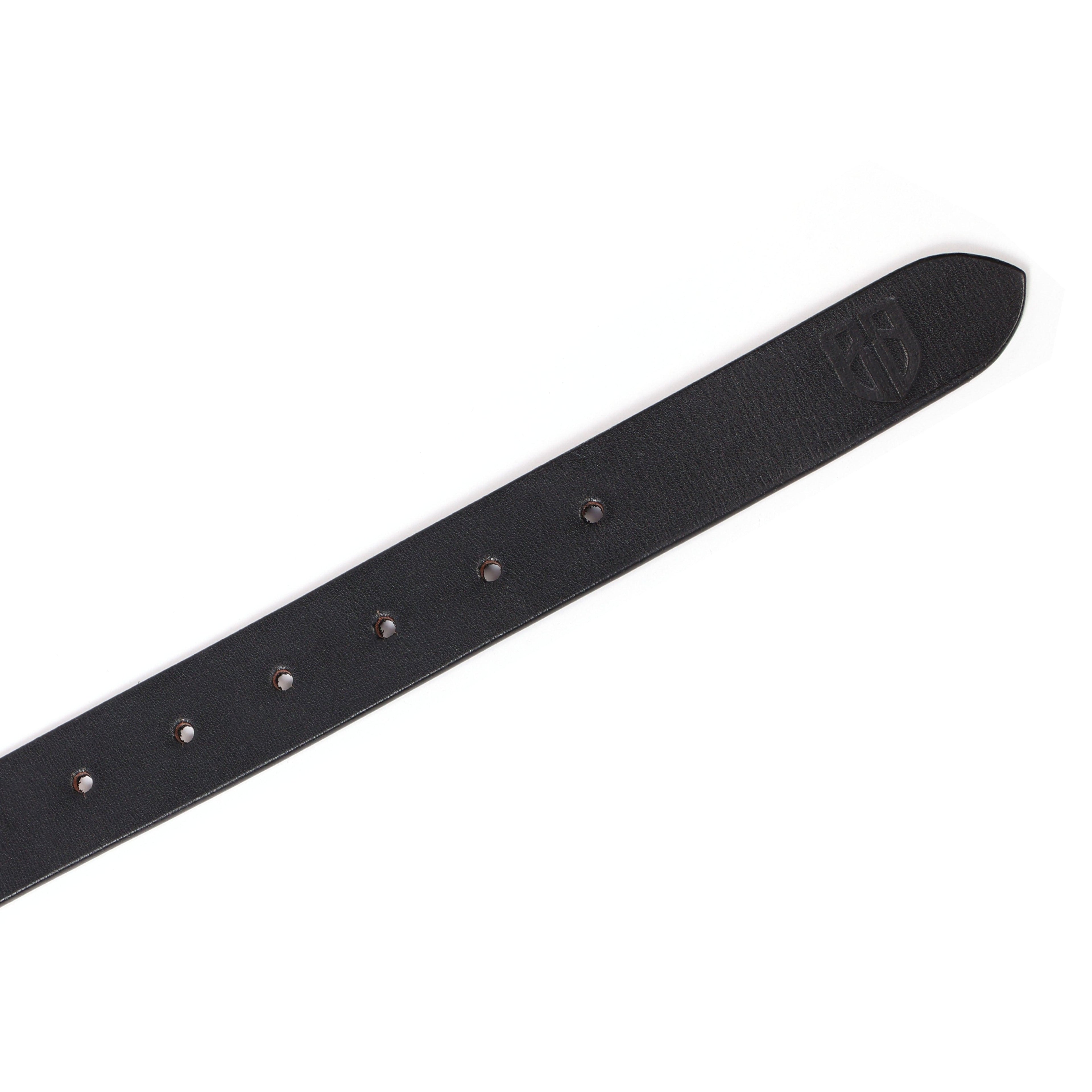 Black Leather Belt for Women with Matte Silver Buckle