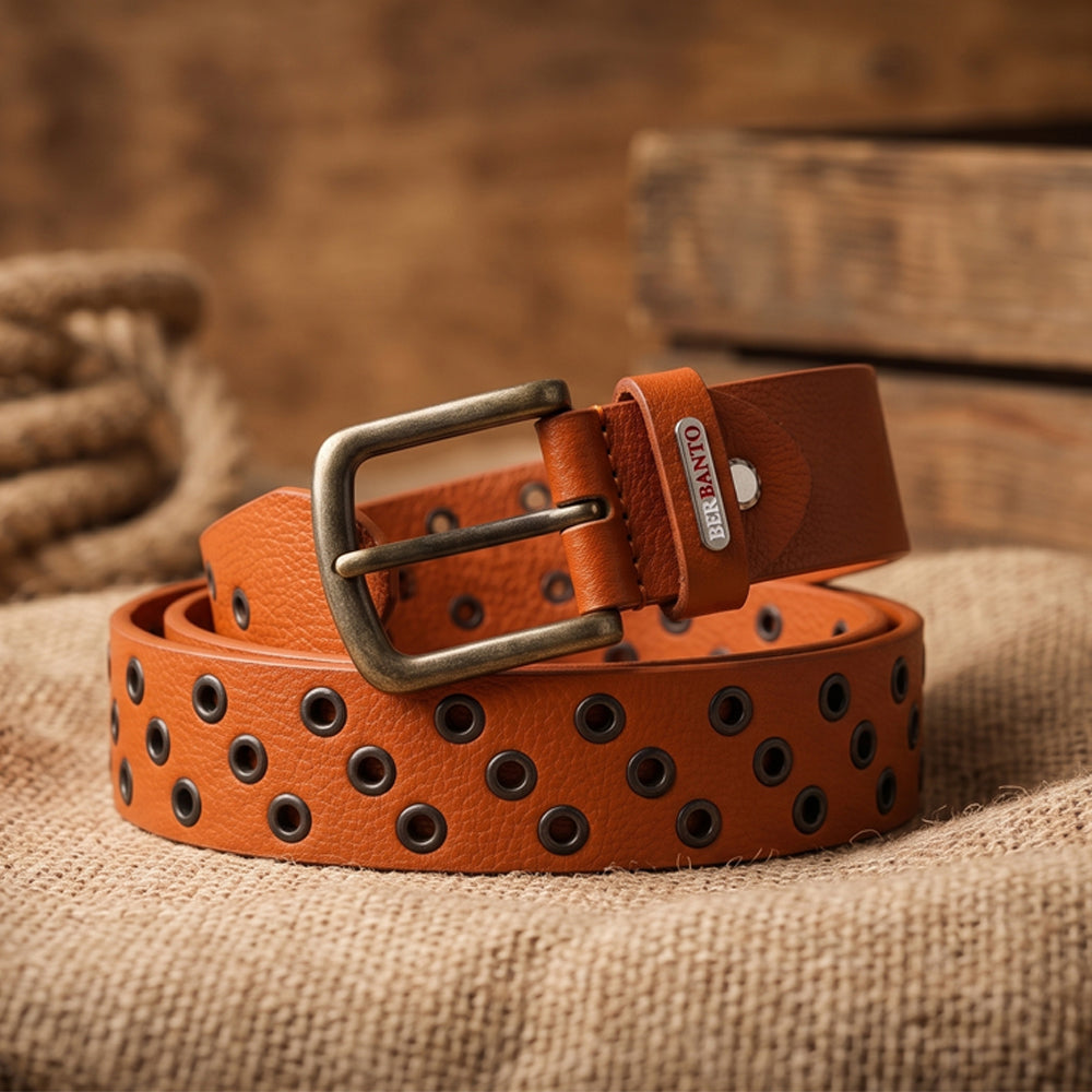 Berbanto Riotline Full-Grain Studded Leather Belt