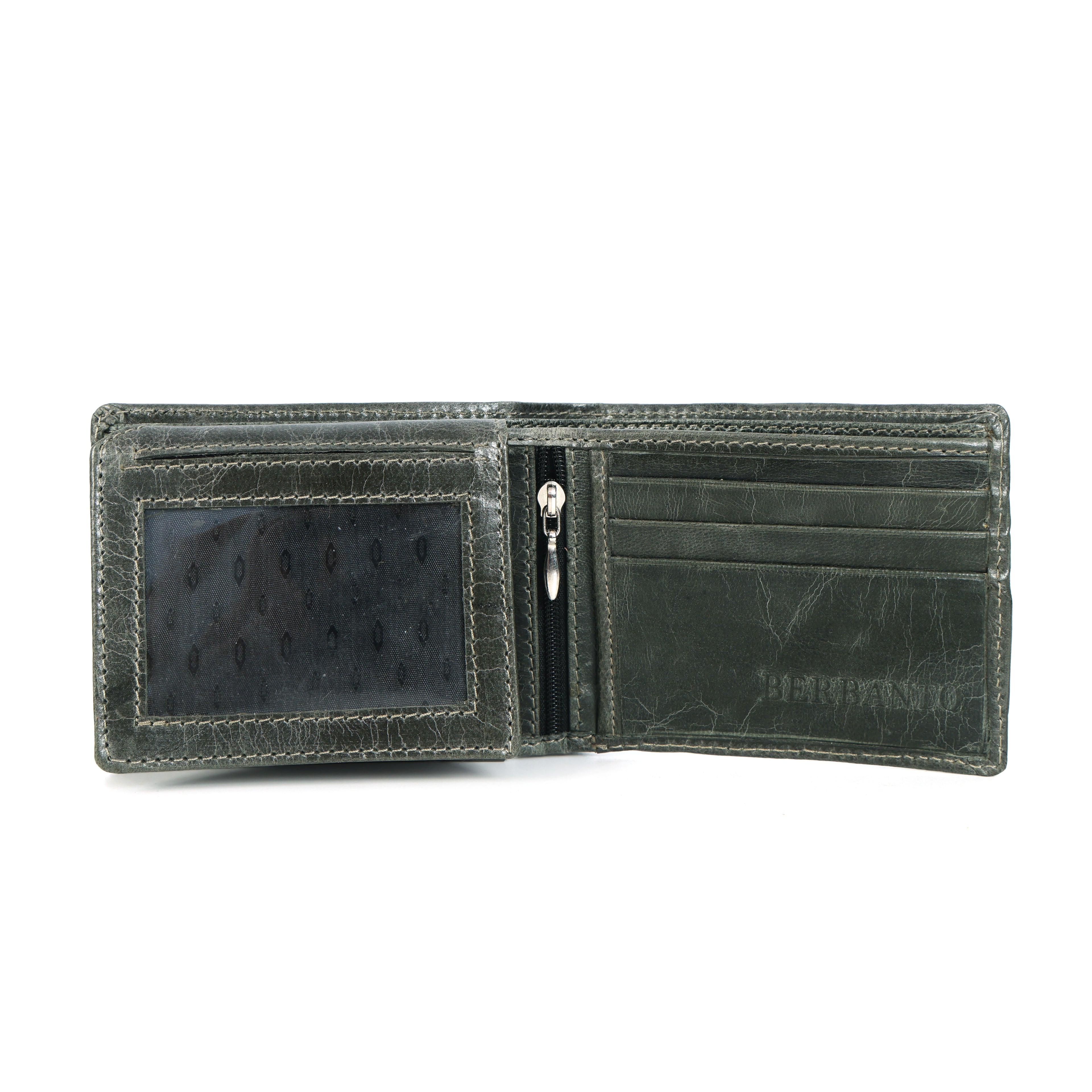 Handmade Leather Gaucho (Polo) Wallet – Vintage Olive Green Bifold with Red & Blue Argentine Embroidery