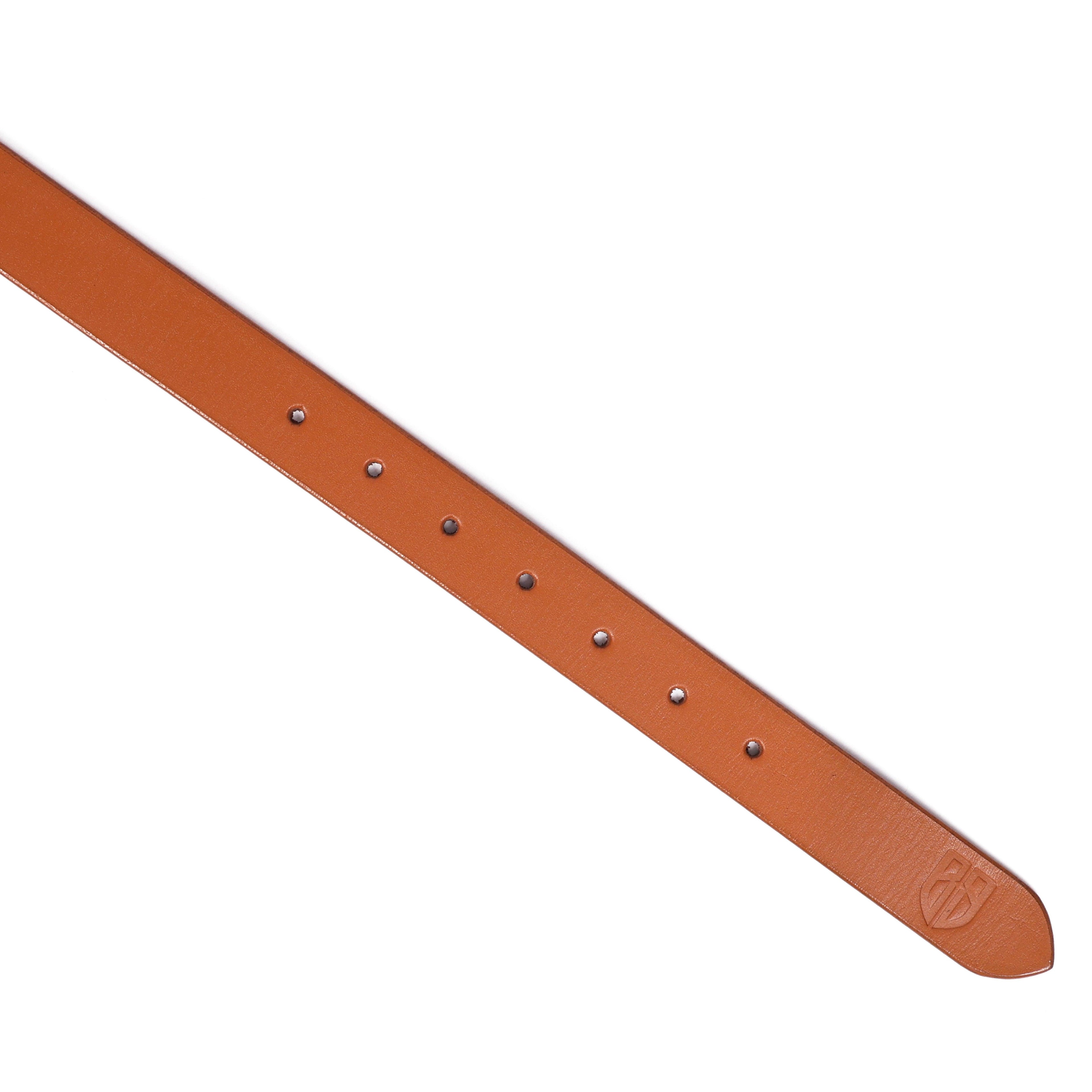 Tan Leather Belt for Women with Silver Buckle