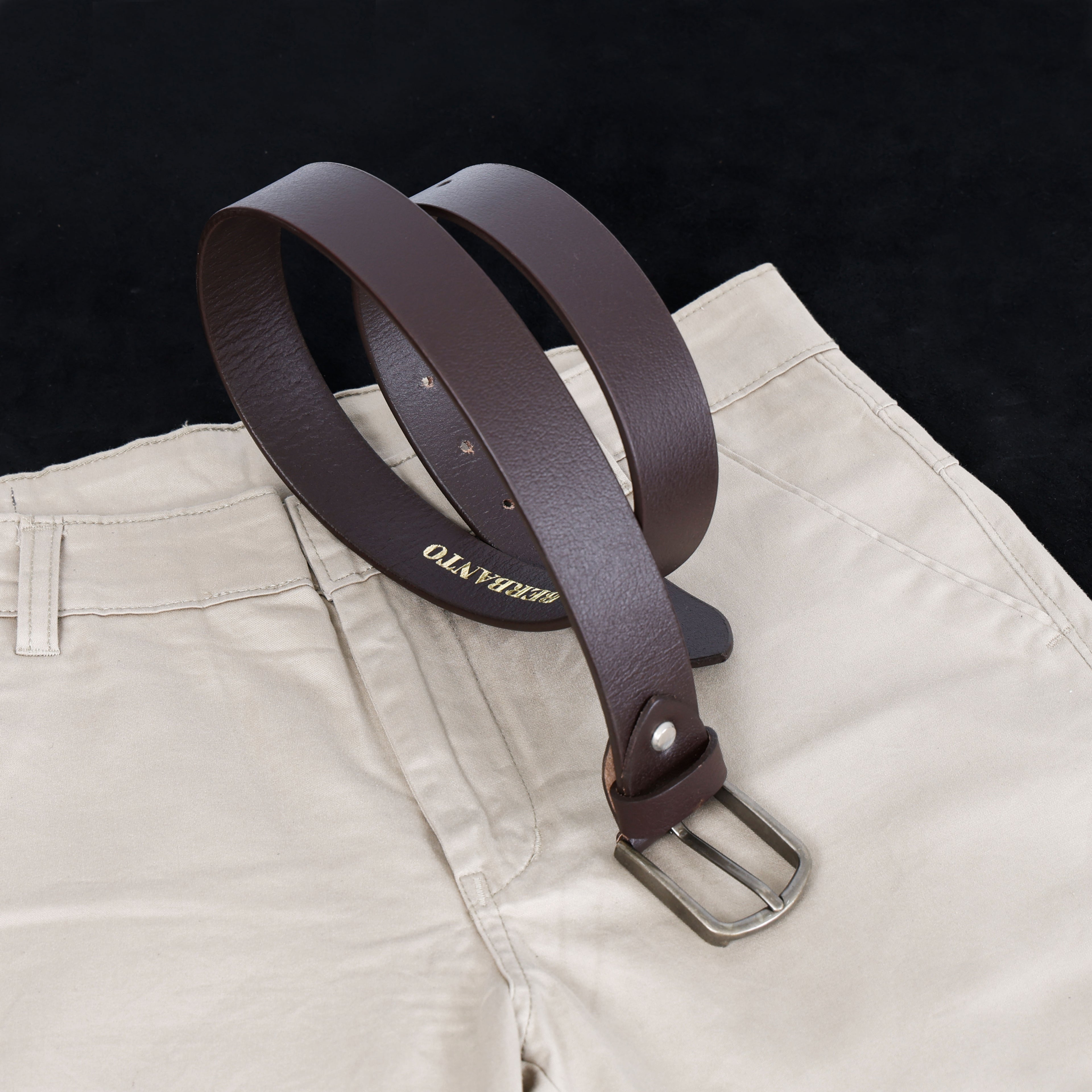 Berbanto Oxford Leather Belt - Dark Brown