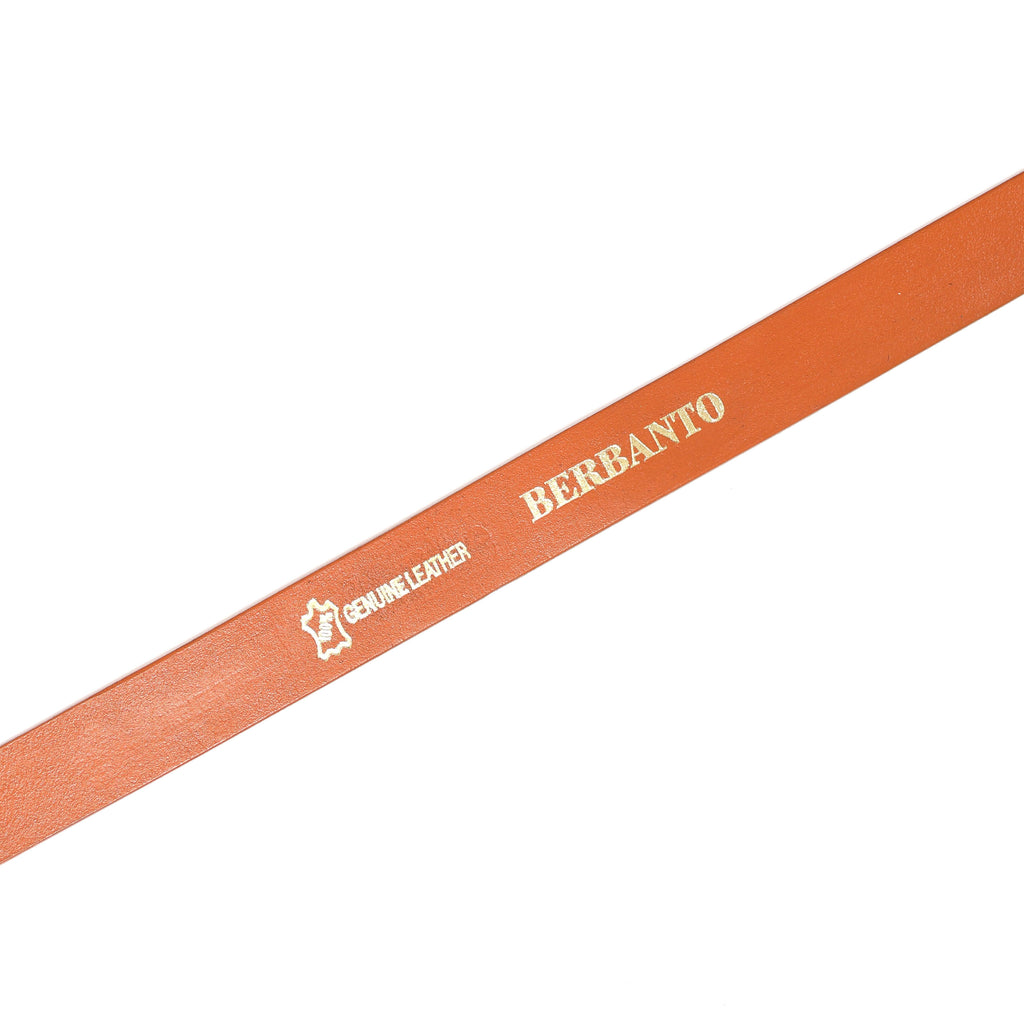 Tan Leather Belt for Women with Double Ring Silver Buckle