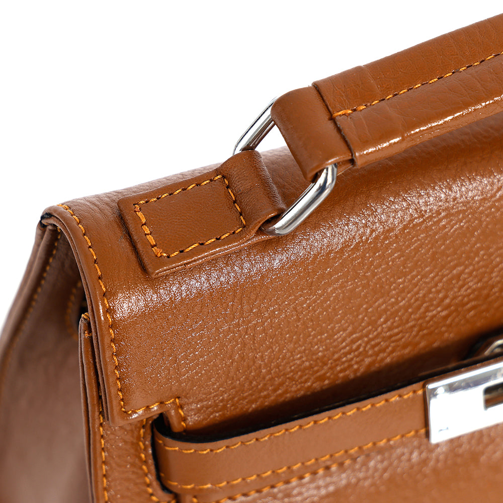 Berbanto Camille Mini Satchel – Camel Tan Leather