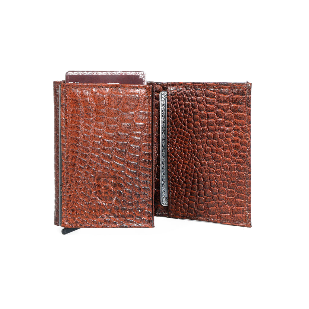 Berbanto Pop‑Up Shield Wallet - Deep Chestnut