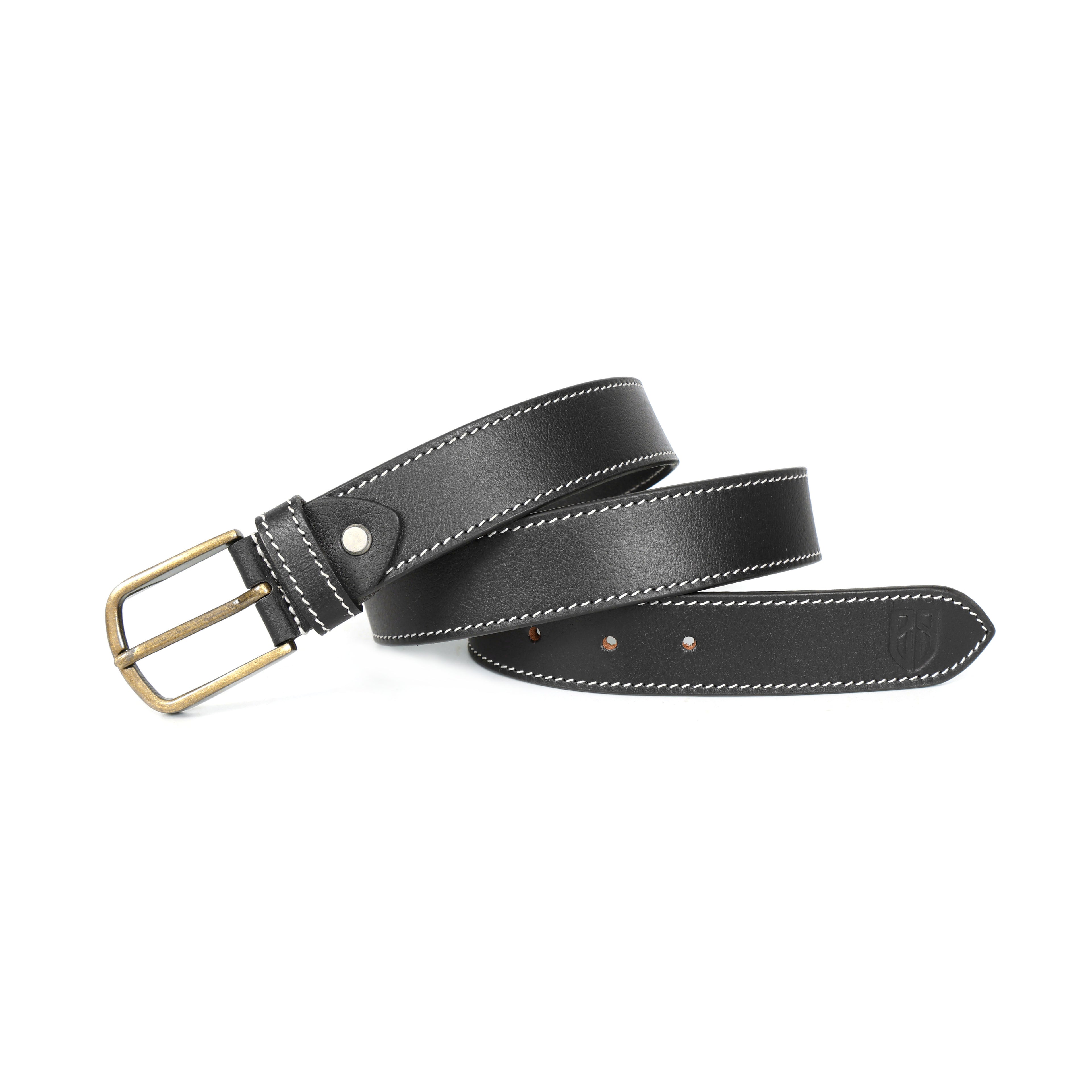 Berbanto Milano Stitch Leather Belt - Black