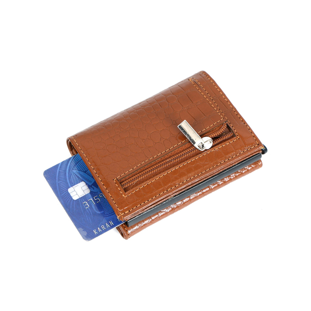 Berbanto Pop‑Up Shield Wallet - Saddle Cognac