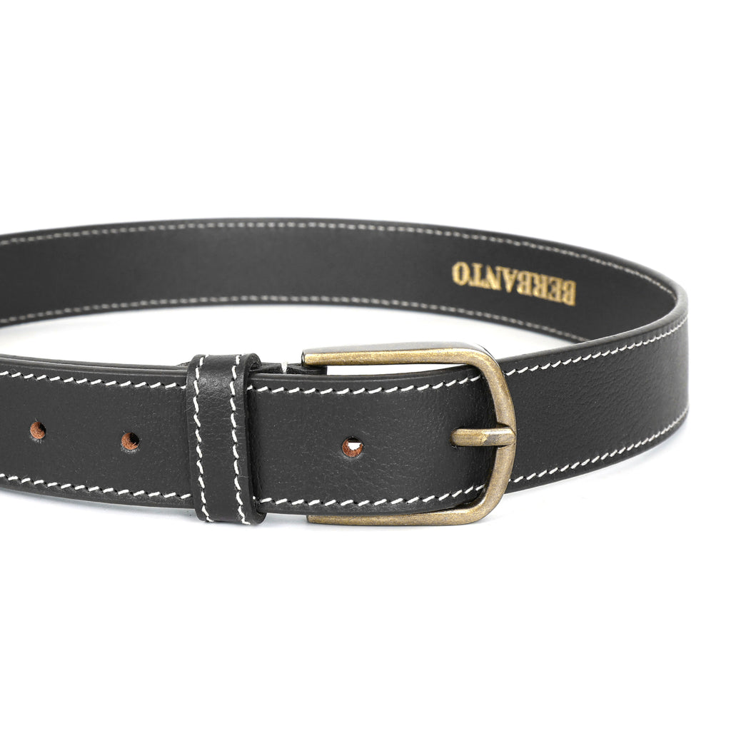 Berbanto Milano Stitch Leather Belt - Black