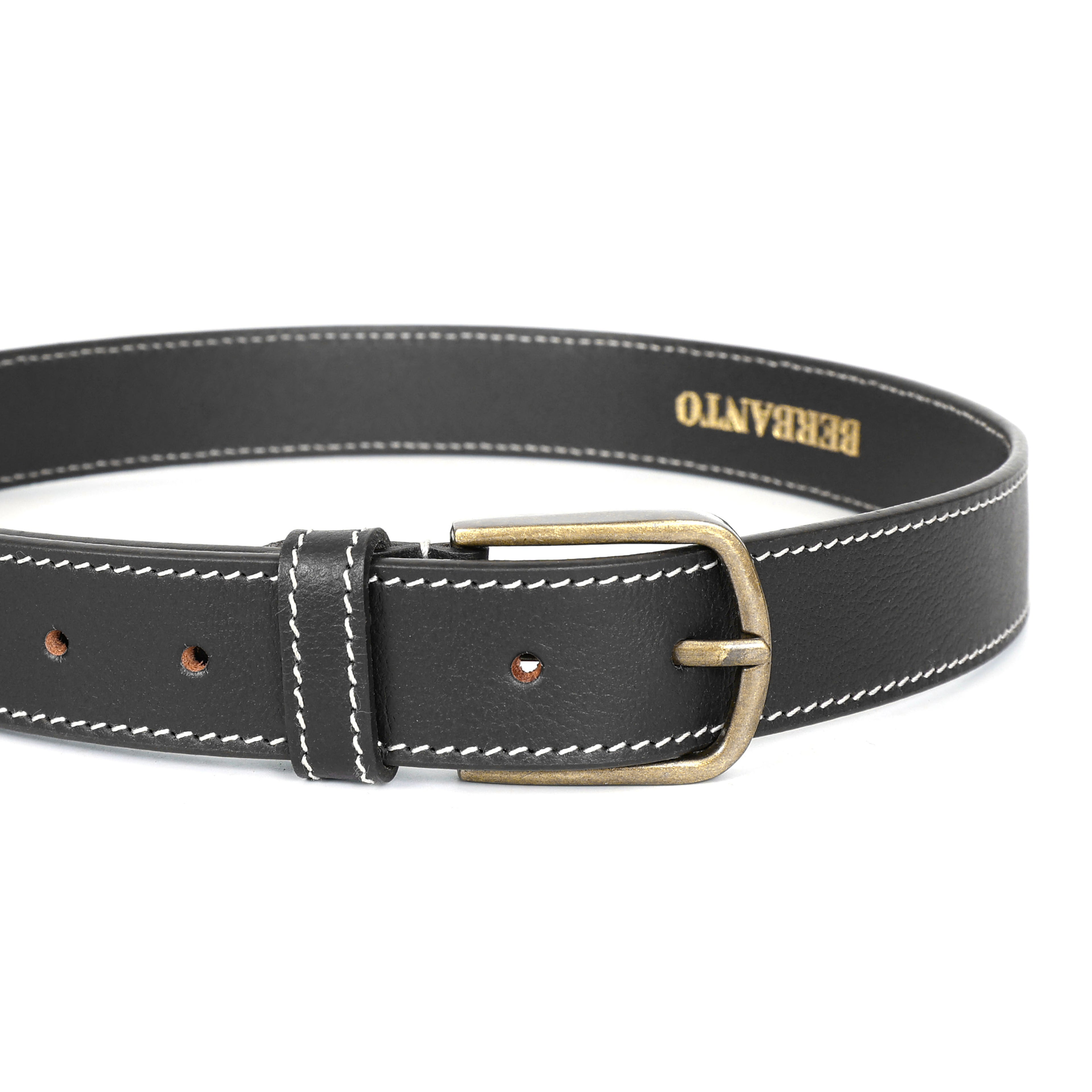 Berbanto Milano Stitch Leather Belt - Black