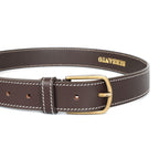 Berbanto Oxford Stitch Leather Belt - Dark Brown