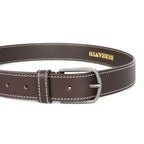 Berbanto Oxford Stitch Leather Belt - Dark Brown