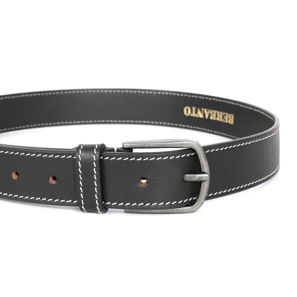 Berbanto Milano Stitch Leather Belt - Black