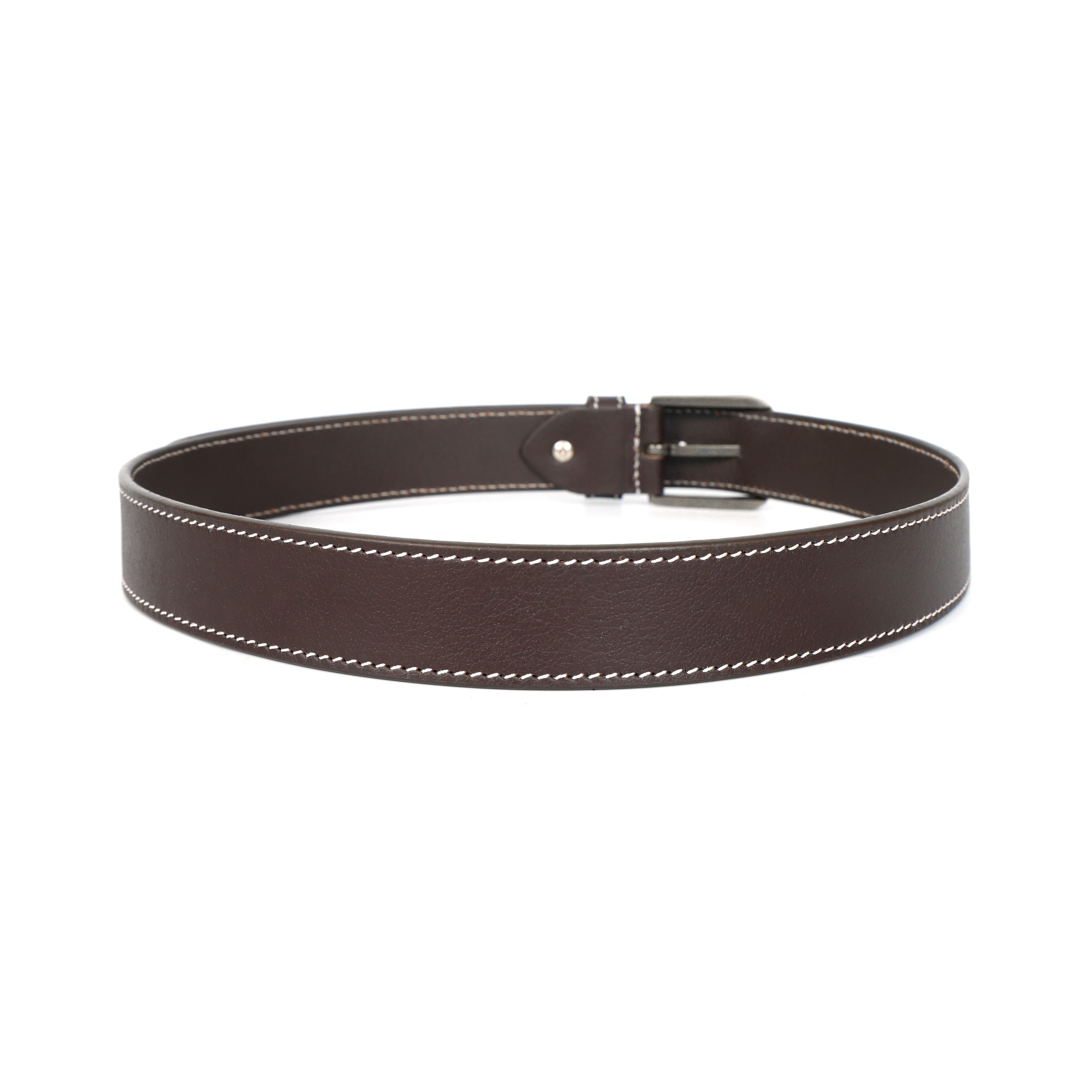 Berbanto Oxford Stitch Leather Belt - Dark Brown