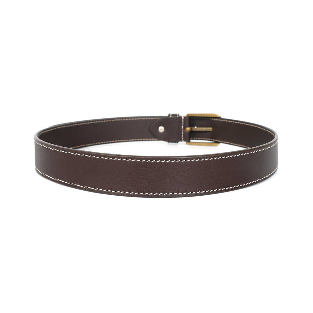 Berbanto Oxford Stitch Leather Belt - Dark Brown