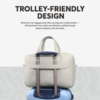 Beige Full-Grain Leather Laptop Bag