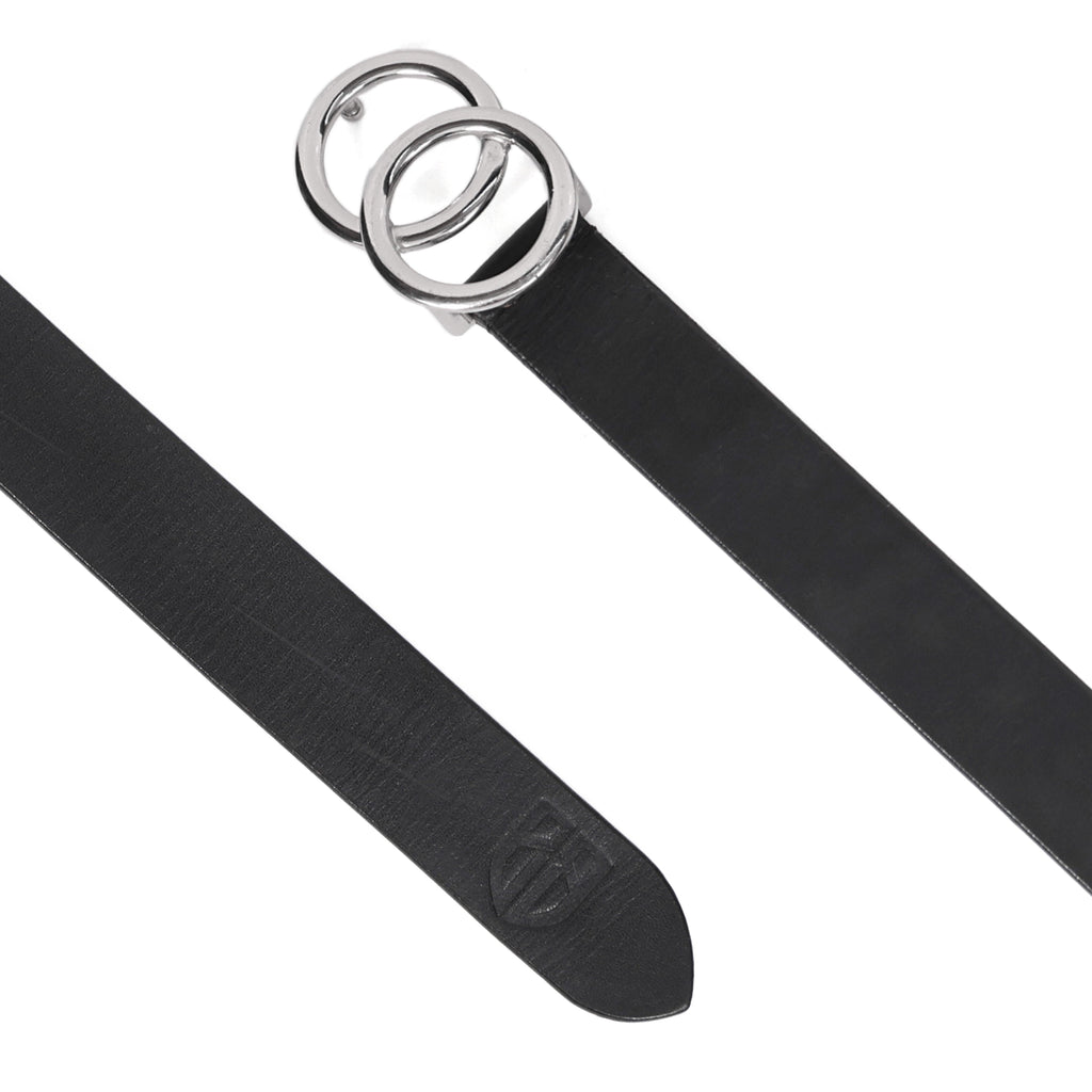 Black Leather Belt for Women with Designer Silver Buckle