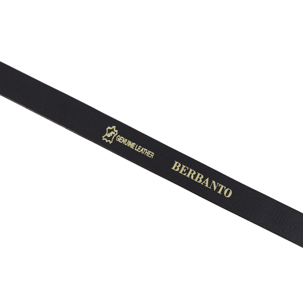 Black Leather Belt for Women with Golden Buckle