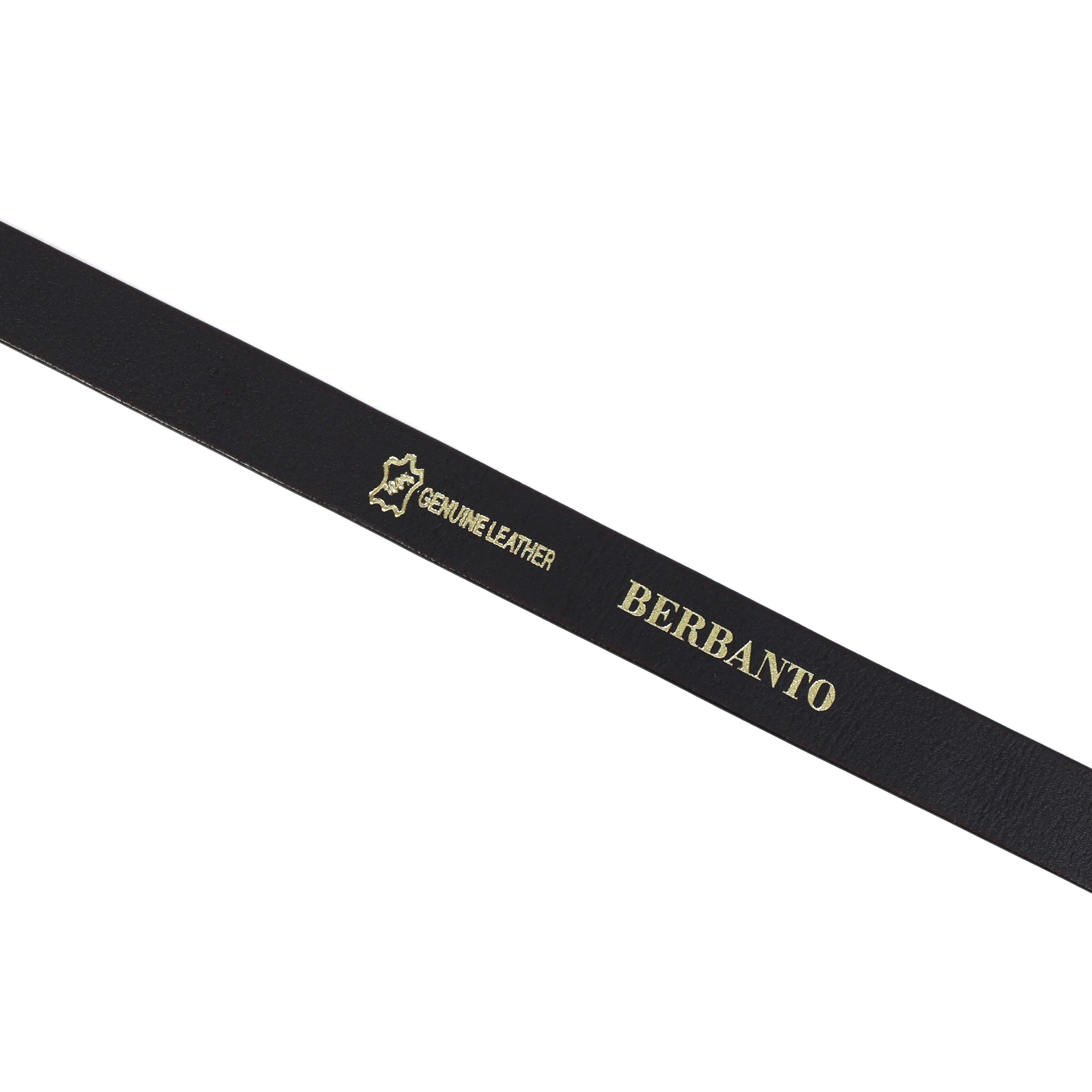 Black Leather Belt for Women with Golden Buckle