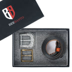 Berbanto Two Tone Tan Leather Western Belt with Western Engraved Silver Buckle + Free Antique Plain Buckle