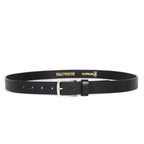 Black Leather Belt for Women with Matte Silver Buckle